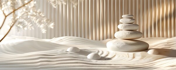 Tranquil Zen Garden Backdrop for Relaxing Product Presentations and Wellness Concepts