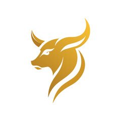 a minimalist golden Bull logo vector art illustration   icon logo