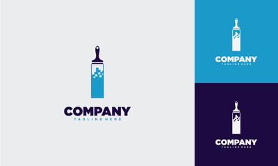 Paint Tech digital Letter I Logo Template Design Vector, Design Concept, Creative Symbol