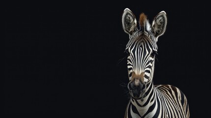 High quality photograph of a young zebra portrait