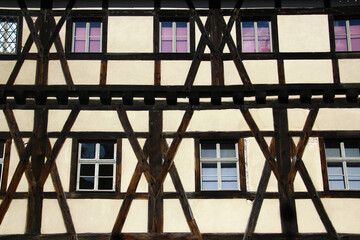 Wooden frames of traditional fachwerk buildings in Germany