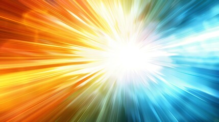 Abstract background with bright rays of light. The warm colors on the left contrast with the cool colors on the right.