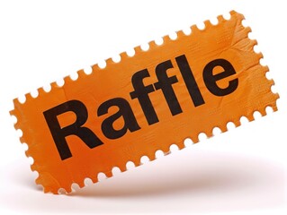 A rubber stamp bearing the word raffle imprinted on a surface