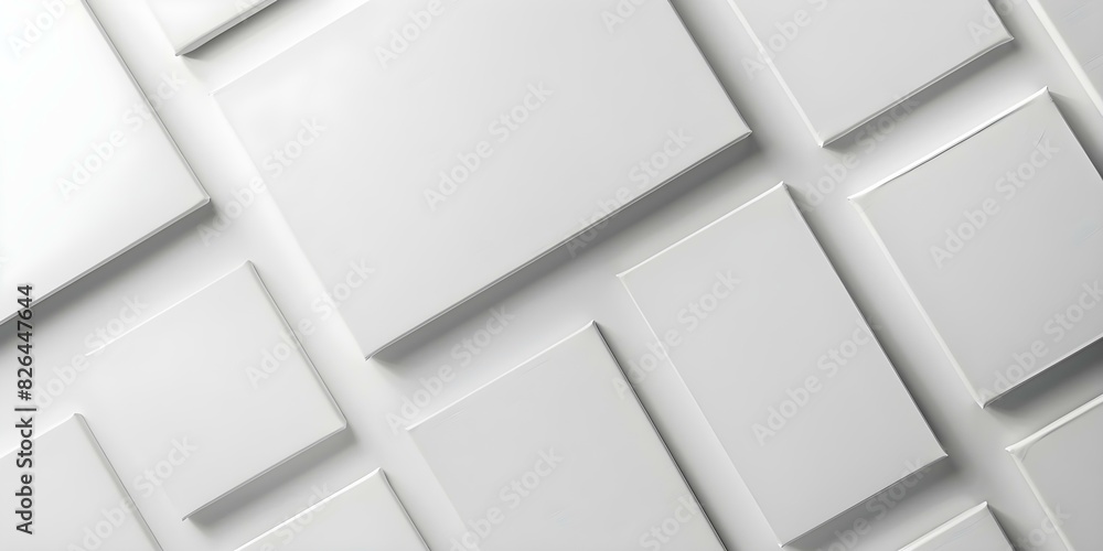 Poster a collection of empty white canvases on a pristine white background. concept minimalist art, white c
