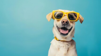joyful puppy sporting summer shades festive seasonal dog costume adorable pet portrait