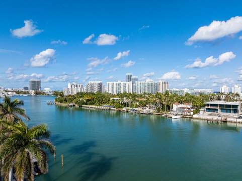 Aerial view of La Gorce with Intracoastal, Miami Beach, Florida, United States.