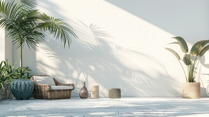 Simplistic space with palm tree shade