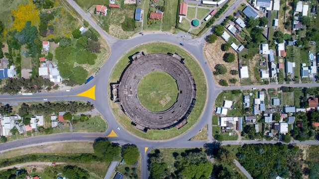 Aerial view of Real de San Carlos, Colonia de Sacramento, Uruguay.