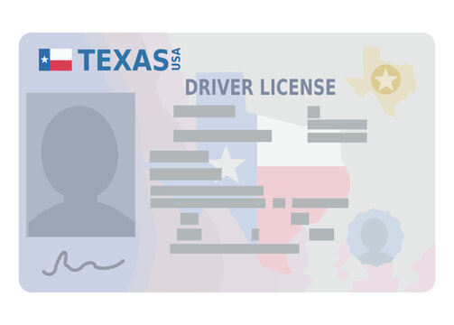 Driver's license from the US state of Texas in flat design style (cut out)