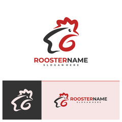 Fototapeta premium Rooster logo vector template, Creative Rooster head logo design concepts