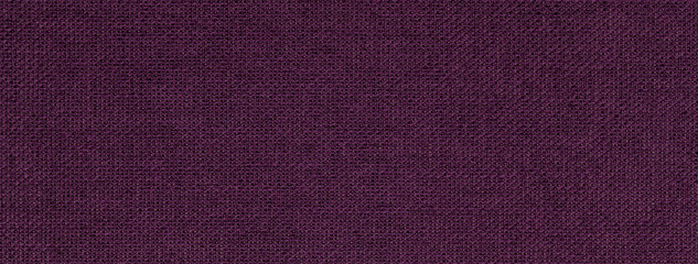 Texture of dark purple color background from textile material with wicker pattern, macro. Vintage wine fabric cloth