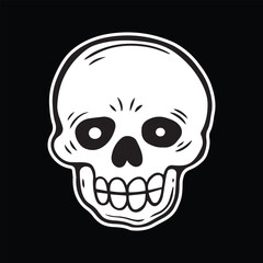skull art illustration hand drawn black and white
