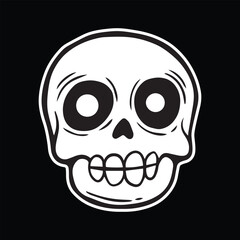 skull art illustration hand drawn black and white

