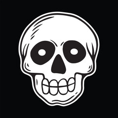 skull art illustration hand drawn black and white
