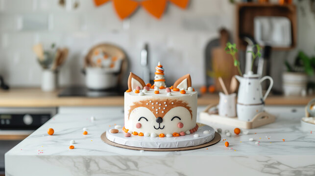 Birthday Cake with Fox - Powered by Adobe