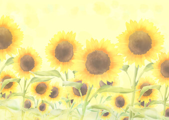 満開のひまわりの背景