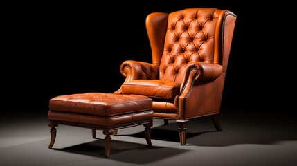 A traditional, comfortable armchair with a matching footstool