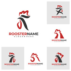 Set of Rooster logo vector template, Creative Rooster head logo design concepts
