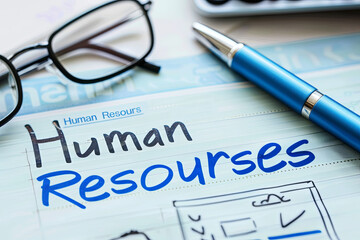 Human Resources HR management Recruitment Employment Headhunting Concept, with writing &ldquo;Human Resources&rdquo;
