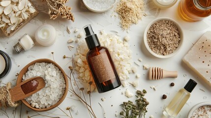 natural cosmetics and selfcare concept flat lay aesthetic
