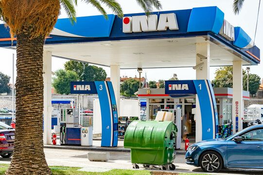 Zadar, Croatia - September 18, 2023 - Ina gas station in Zadar