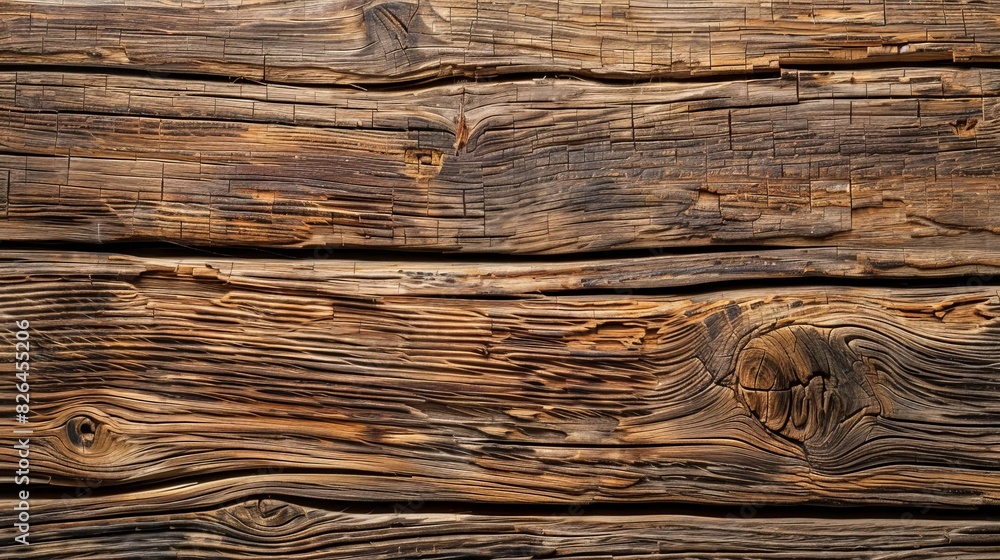 Aufkleber old weathered wood texture background rough timber surface with cracks and knots rustic brown high r