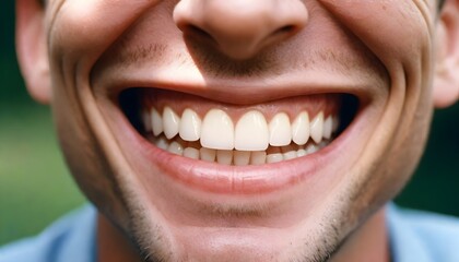 Close up of a smile with white teeth. 