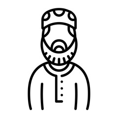 male guardian or wali concept, Bridal or Grooms Father Avatar vector outline icon, Muslim marriage Symbol, Islamic wedding customs Sign, Pakistani matrimony stock illustration