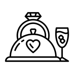 rehearsal dinner or meal concept,  pre-wedding ceremony married-to-be couple vector outline icon, Muslim marriage Symbol, Islamic wedding customs Sign, Pakistani matrimony stock illustration