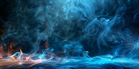 Abstract dark empty room with floating smoke textured wall background design. Concept Dark Room Design, Abstract Background, Floating Smoke, Textured Wall, Empty Room
