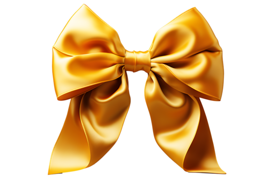 Fashionable hair gold color pattern design in beautiful color made out of satin fabric Isolated on cut out PNG or transparent background. Great hair accessory for girls and women.