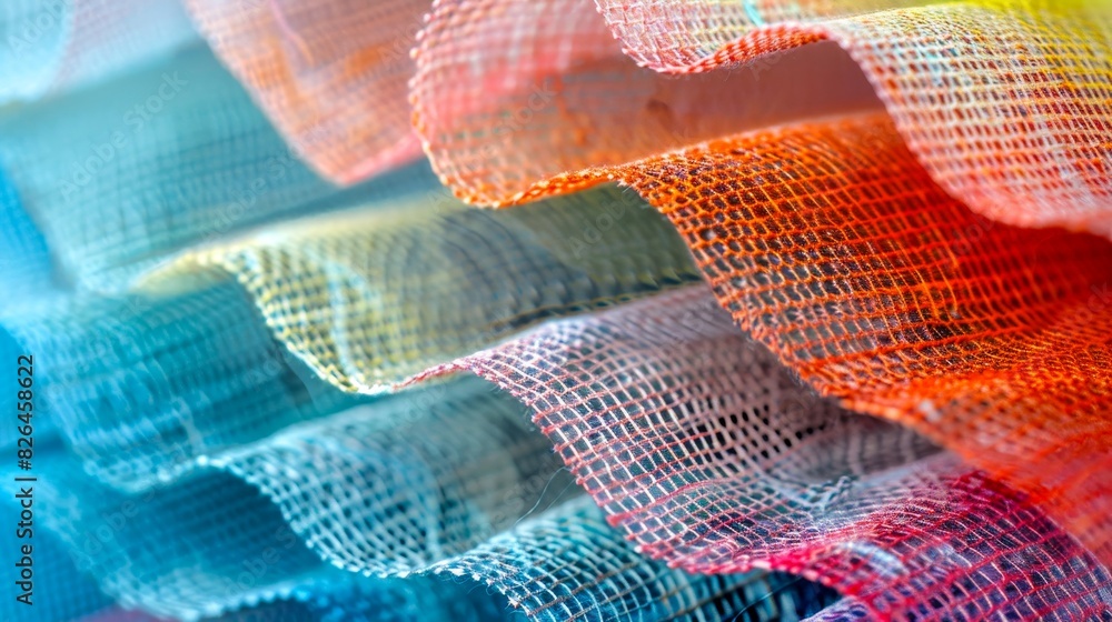 Poster close-up of colorful fabric layers creating a vibrant and textured background. abstract and visually