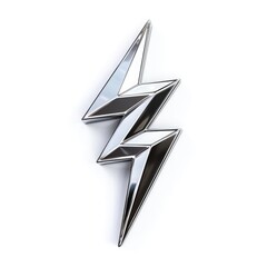 Lightning bolt symbol as fluid smooth chrome liquid holographic texture isolated on white background