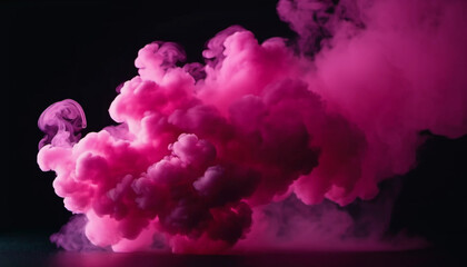 Fototapeta premium pink smoke cloud on black background, ai