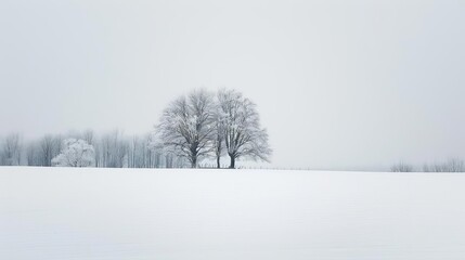 serene winter landscape blanketed in pristine snow tranquil nature scenery minimalist outdoor photography