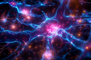 glowing nervous system abstract art background