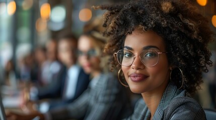 Obraz premium A group of diverse business professionals engaged in a brainstorming session, symbolizing collaboration and teamwork in financial decision-making.
