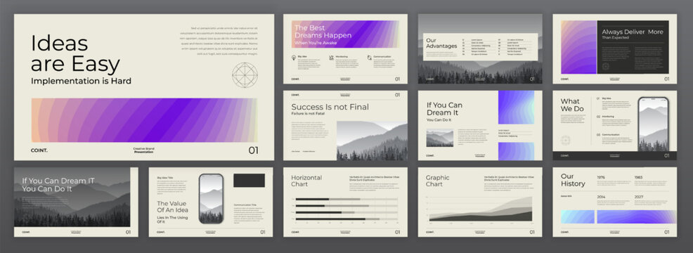 Creative Powerpoint presentation template. Modern keynote presentation background, brochure cover design, website slider, brand guidelines, proposal, pitch deck, annual report, company profile.