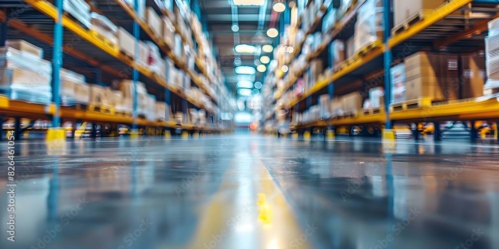 Poster abstract ecommerce composition with soft focus and logistics details in background. concept ecommerc