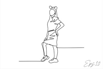 continuous line vector illustration of woman posing