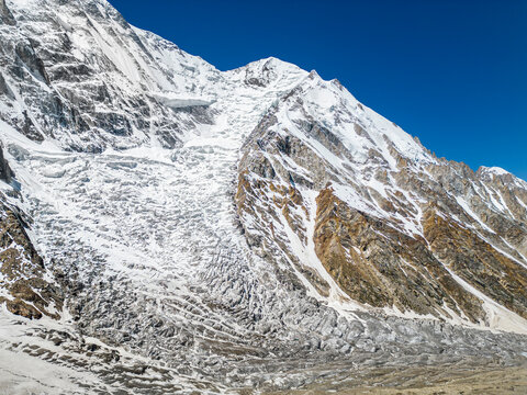 Aerial view of snow-capped Nanga Parbat and Diamir Glacier, Astore, Skardu, Pakistan.