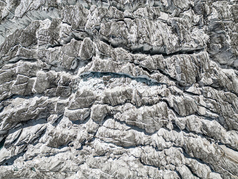 Aerial view of glacial Diamir Glacier and snow-covered Nanga Parbat, Astore, Skardu, Pakistan.