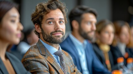 A group of business professionals attending a workshop on financial literacy, promoting education and empowerment in finance.