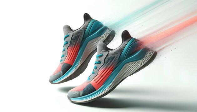 Iimage of running shoes running, white background