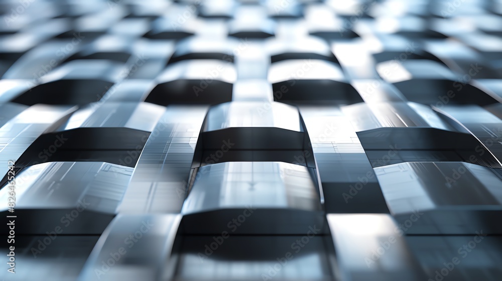 Poster abstract close-up of woven metal texture creating a modern, intricate pattern with light reflections