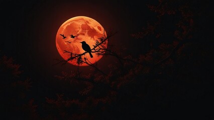very beautiful and peaceful red sun flat illustration
