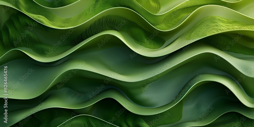 Poster composite polymer texture resembles shifting desert sands creating dynamic waves of green. concept p
