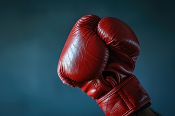 Boxing. Red Glove in Action. Concept of Fighter in the Ring
