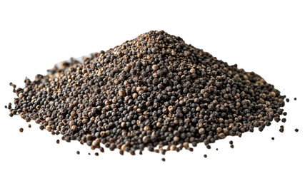 Neatly Piled Minced Black Pepper, isolated on white, top view