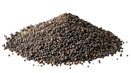 Neatly Piled Minced Black Pepper, isolated on white, top view